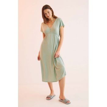 women'secret camasa de pijama SPRING SOFT TOUCH femei, culoarea verde, 3235092