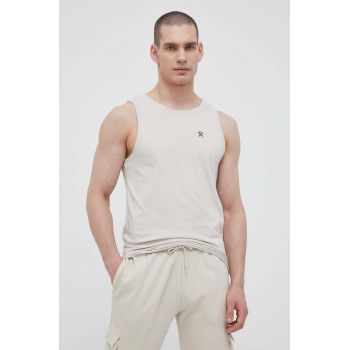 4F tricou din bumbac culoarea bej