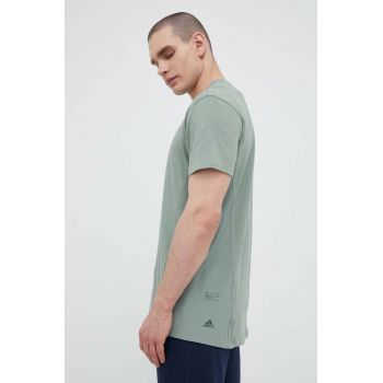 adidas tricou din bumbac culoarea verde, neted ieftin