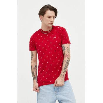 Hollister Co. tricou din bumbac culoarea rosu, modelator