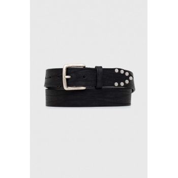 Pepe Jeans curea de piele Leroy barbati, culoarea negru