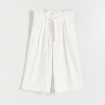 Reserved - Pantaloni largi tip culotte - Alb