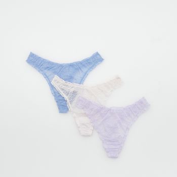 Reserved - Set de 3 perechi de chiloți tanga din dantelă - Violet