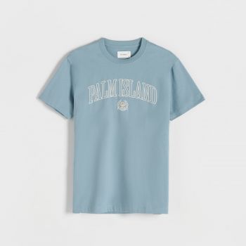 Reserved - Tricou cu croială regular și imprimeu - Albastru