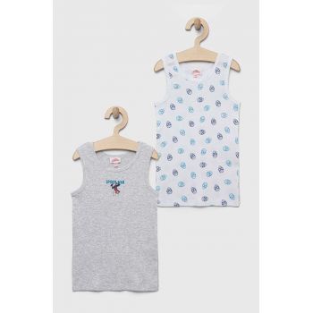 OVS tricou pijama copii 2-pack culoarea alb, modelator