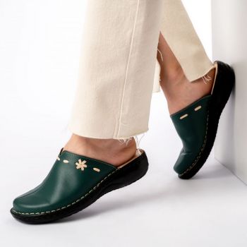 Saboti piele naturala 7200 verde