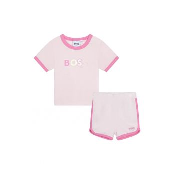 Set de tricou cu imprimeu logo si pantaloni scurti - 2 piese