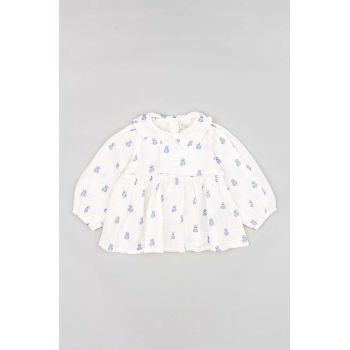 zippy bluza din bumbac pentru bebelusi culoarea alb, modelator
