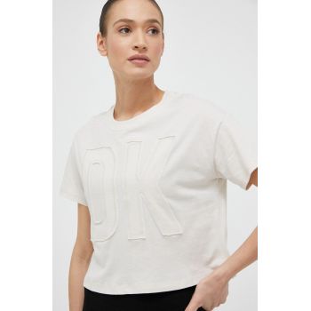 Dkny tricou din bumbac culoarea bej