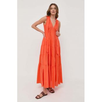MAX&Co. rochie din bumbac culoarea portocaliu, maxi, evazati de firma originala