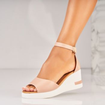 Sandale dama cu platforma Nude din Piele Ecologica Harsee A5664