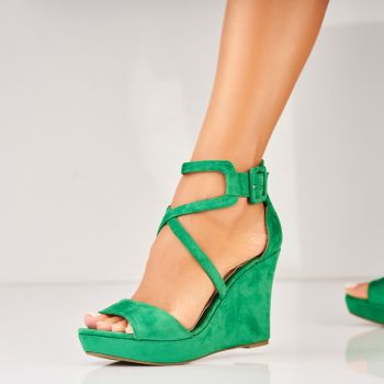 Sandale dama cu platforma Verzi din Piele Ecologica Intoarsa Isabel2 A5488