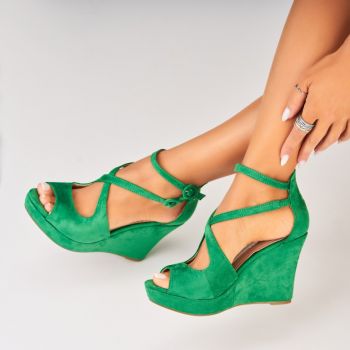 Sandale dama cu platforma Verzi din Piele Ecologica Intoarsa Rayma A5559