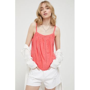 Superdry bluza din bumbac culoarea portocaliu