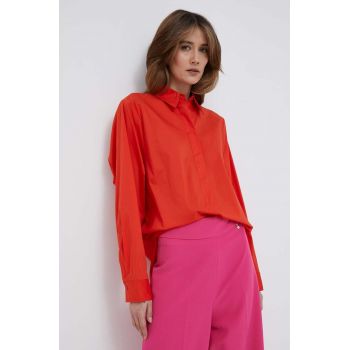 United Colors of Benetton camasa femei, culoarea rosu, cu guler clasic, relaxed