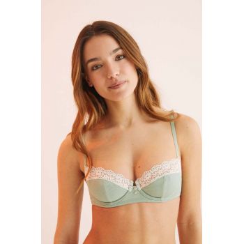 women'secret sutien COTTON TIME 2 culoarea verde, neted, 5055099