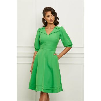 Rochie Moze verde crud cu guler ascutit