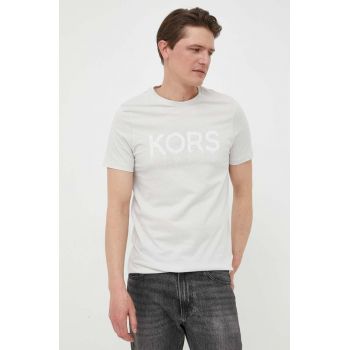 Michael Kors tricou din bumbac culoarea gri, cu imprimeu de firma original