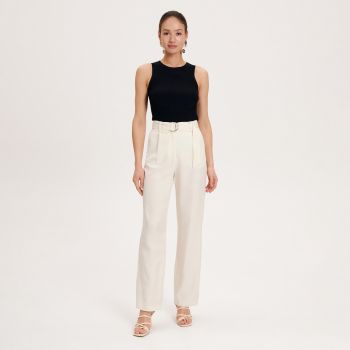 Reserved - Pantaloni din Lyocell Tencel™ - Ivory