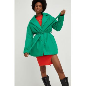 Answear Lab geaca femei, culoarea verde, de tranzitie, oversize ieftina