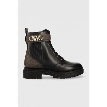 MICHAEL Michael Kors bocanci de piele Parker femei, culoarea negru, cu platforma