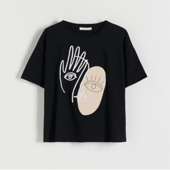Reserved - Tricou cu aplicație - Negru