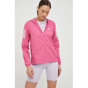 adidas Performance jachetă de alergare culoarea roz, de tranzitie ieftina