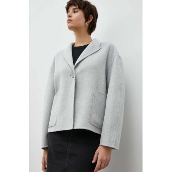 American Vintage geaca de lana culoarea gri, de tranzitie, oversize la reducere