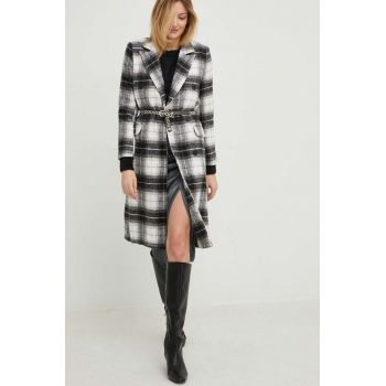 Answear Lab palton femei, culoarea negru, de tranzitie, cu doua randuri de nasturi Answear Lab palton femei, culoarea negru, de tranzitie, cu doua randuri de nasturi