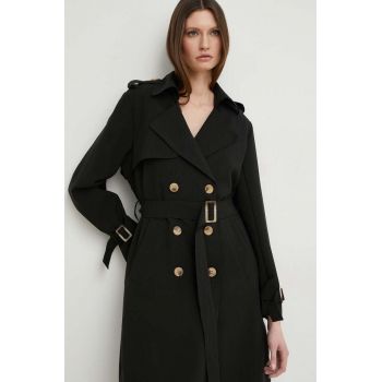 Answear Lab trenci femei, culoarea negru, de tranzitie, oversize
