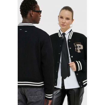 Filling Pieces jachetă bomber din lână nVarsity Jacket culoarea negru, de tranziție, oversized, 81422201863
