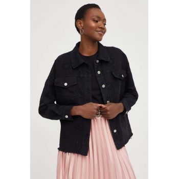 Answear Lab geaca jeans femei, culoarea negru, de tranzitie
