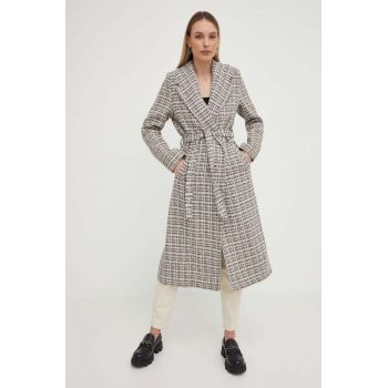 Answear Lab palton femei, culoarea negru, de tranzitie, desfacut