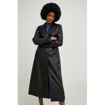 Answear Lab palton femei, culoarea negru, de tranzitie