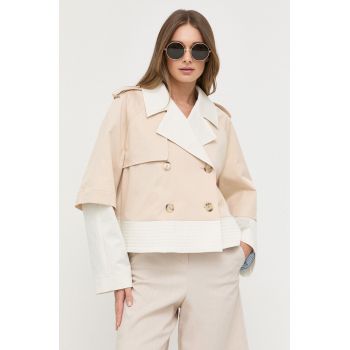 BOSS geaca femei, culoarea bej, de tranzitie