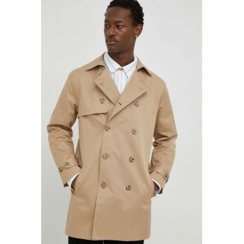 Bruuns Bazaar trenci Autre Matti barbati, culoarea bej, de tranzitie, oversize