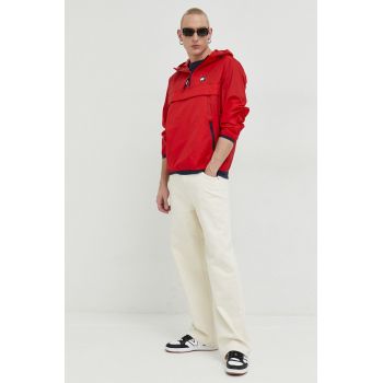 Tommy Jeans geaca barbati, culoarea rosu, de tranzitie ieftina