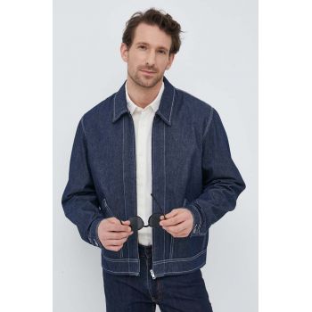 United Colors of Benetton geacă din denim bărbați, culoarea bleumarin, de tranziție
