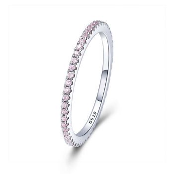 Inel din argint Pink Crystal Band