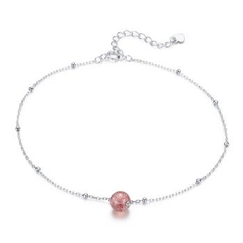 Bratara de glezna din argint Sweet Pink Bead