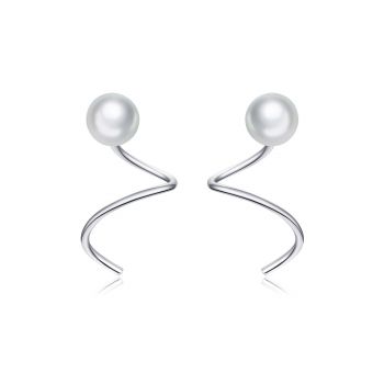 Cercei din argint Circle Pearl Earrings