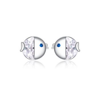 Cercei din argint Classic Clear Fish