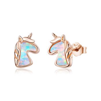 Cercei din argint Color Rose Gold Unicorns