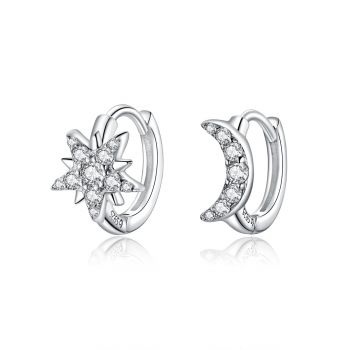 Cercei din argint Crystal Moon and Star