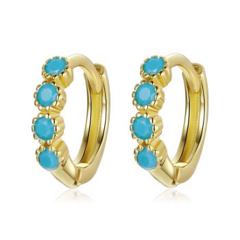 Cercei din argint Golden Blue Hoops de firma original