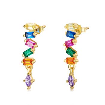 Cercei din argint Golden Multicolored Crystals de firma original