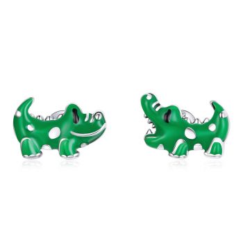 Cercei din argint Little Green Crocodile de firma original