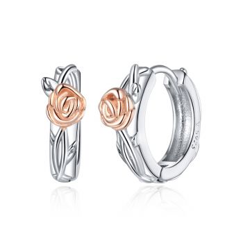 Cercei din argint Little Rose Hoops