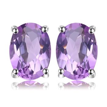 Cercei din argint Oval Amethyst