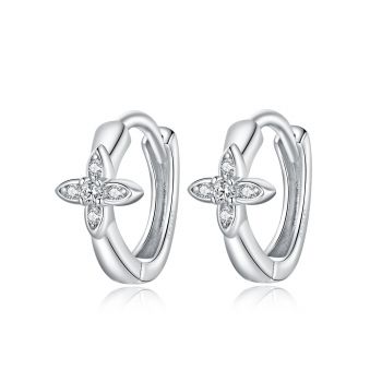 Cercei din argint Shining Flower Hoops